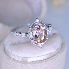 Load image into Gallery viewer, 2 Carat Oval Peach Morganite Halo Vintage Engagement Ring