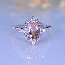 Load image into Gallery viewer, 2 Carat Oval Peach Morganite Halo Vintage Engagement Ring