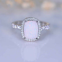 Load image into Gallery viewer, 2.5Ct Cushion Genuine Natural White Opal 14K White Engagement Ring, Cushion Halo Engagement Ring
