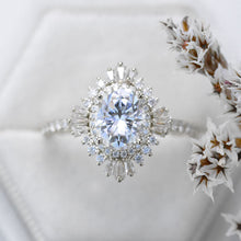 Load image into Gallery viewer, 1.5 Carat Moissanite Oval Cut Halo 14K Yellow Gold Engagement Ring