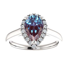 Load image into Gallery viewer, 10K Gold 9x6mm Pear Alexandrite French-Set Engagement Ring
