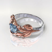 Load image into Gallery viewer, 14K White Gold aquamarine and diamond ring 0.03 CTW