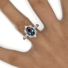 Load image into Gallery viewer, 2 Carat Oval Alexandrite Vintage Setting White Gold Engagement Ring