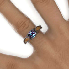 Load image into Gallery viewer, 14K Black and Yellow Gold Alexandrite Celtic Alexandrite Engagement Ring