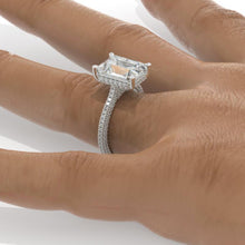 Load image into Gallery viewer, 5 Carat Giliarto Emerald Cut Moissanite Hidden Halo Engagement Ring