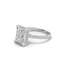 Load image into Gallery viewer, 5 Carat Giliarto Emerald Cut Moissanite Hidden Halo Engagement Ring