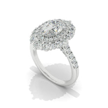 Load image into Gallery viewer, 14K White Gold 3 Carat Oval Moissanite Double Halo Engagement Ring