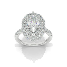 Load image into Gallery viewer, 14K White Gold 3 Carat Oval Moissanite Double Halo Engagement Ring