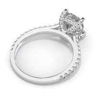 Load image into Gallery viewer, 2 Carat Moissanite Diamond Cushion Cut Hidden Halo White Gold Engagement Ring