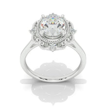 Load image into Gallery viewer, 14K White Gold 2 Carat Oval Moissanite Halo Vintage Engagement Ring