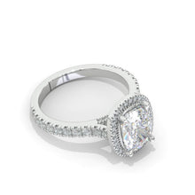 Load image into Gallery viewer, 3Ct Cushion Moissanite 14K White Engagement Ring, Cushion Halo Engagement Ring