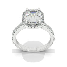 Load image into Gallery viewer, 3Ct Cushion Moissanite 14K White Engagement Ring, Cushion Halo Engagement Ring