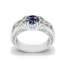Load image into Gallery viewer, Alexandrite Celtic Engagement Ring 14K White Gold