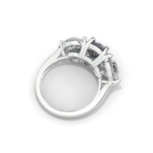 Load image into Gallery viewer, 2 Carat Dark Gray Blue Moissanite Three Stones  Engagement Ring