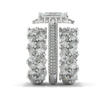 Load image into Gallery viewer, 5 Carat Teal Sapphire Engagement Ring Halo Radiant Cut Teal Sapphire Engagement Ring, Radiant Cut Teal Sapphire Engagement Ring with Eternity Band