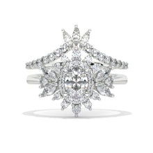 Load image into Gallery viewer, 14K White Gold 1.5 Carat Oval Snowflake Halo Engagement Ring