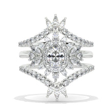 Load image into Gallery viewer, 14K White Gold 1.5 Carat Oval Snowflake Halo Engagement Ring