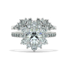 Load image into Gallery viewer, 2 Carat Round Moissanite Snowflake Halo Engagement Ring. Victorian 14K White Gold Ring
