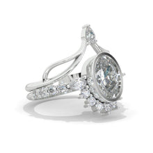 Load image into Gallery viewer, 3 Carat Oval Moissanite Bezel Set Engagement Ring Eternity Ring Set