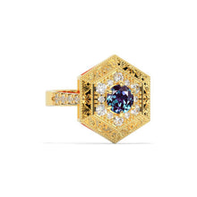 Load image into Gallery viewer, Hexagon Alexandrite Cluster Engagement Ring