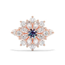 Load image into Gallery viewer, Floral Alexandrite Sunflower Cluster Ring