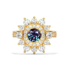 Load image into Gallery viewer, Double Halo Alexandrite Cluster Ring