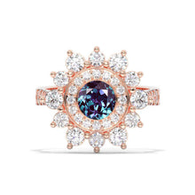 Load image into Gallery viewer, Double Halo Alexandrite Cluster Ring