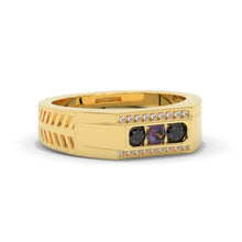 Load image into Gallery viewer, Alexandrite Opal Moissanite Men's Ring 14K White Gold Ring