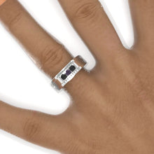 Load image into Gallery viewer, Alexandrite Opal Moissanite Men's Ring 14K White Gold Ring