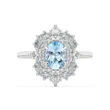 Load image into Gallery viewer, 1.5 Carat Genuine Aquamarine Double Halo 14K White Gold Engagement Promissory Ring