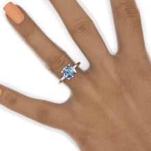 Load image into Gallery viewer, 3 Carat Cushion Cut Genuine Aquamarine White Gold Engagement Ring