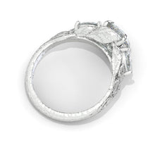 Load image into Gallery viewer, Floral Leaves Teal Sapphire Engagement Ring 14K White Gold