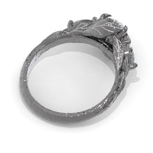 Load image into Gallery viewer, 14K Black Gold  7mm Round Alexandrite Floral Celtic Engagement Ring