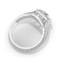 Load image into Gallery viewer, 3 Carat Pear Halo Genuine Aquamarine Engagement 14K White Gold Ring Eternity Ring Classic Set