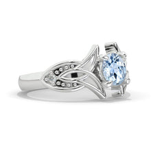Load image into Gallery viewer, Knot Celtic Genuine Aquamarine Engagement Ring 14K White Gold