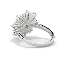 Load image into Gallery viewer, 2 Carat Genuine Aquamarine Halo Floral Sunflower Gold Engagement Ring