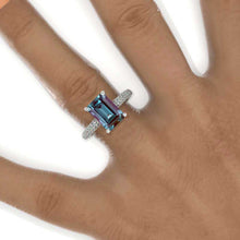 Load image into Gallery viewer, 3.5 Carat Radiant Alexandrite Hidden Halo Royal Engagement 14K White Gold Ring Michael