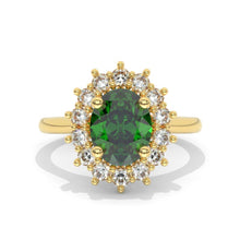 Load image into Gallery viewer, 3 CT Oval Halo Emerald Vintage Wedding Ring. 14K Solid Gold Engagement Ring Anniversary Ring