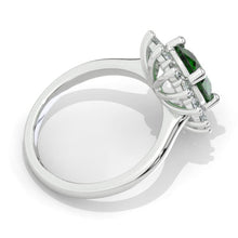 Load image into Gallery viewer, 3 CT Oval Halo Emerald Vintage Wedding Ring. 14K Solid Gold Engagement Ring Anniversary Ring