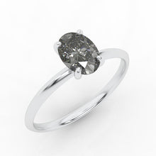 Load image into Gallery viewer, 2 Carat Gray Moissanite 14K White Gold Engagement Promissory Ring