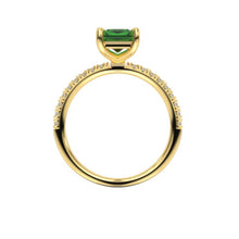 Load image into Gallery viewer, 2Ct Green Moissanite Engagement Ring, Emerald Step Cut Green Moissanite Engagement Ring Set
