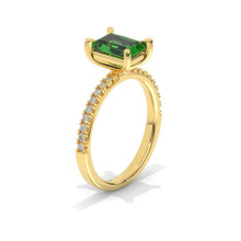 Load image into Gallery viewer, 2Ct Green Moissanite Engagement Ring, Emerald Step Cut Green Moissanite Engagement Ring Set