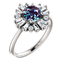 Load image into Gallery viewer, 14K White Gold 6.5mm Round Alexandrite 1/2 CTW Alexandrite Engagement Ring