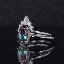 Load image into Gallery viewer, 4 Carat Oval Cut Alexandrite White Gold Engagement Ring Set