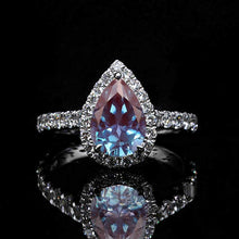 Load image into Gallery viewer, 14K Solid White Gold 3 Carat Halo Pear Cut Alexandrite Ring