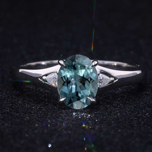 Load image into Gallery viewer, 3 ct Oval Teal Sapphire 14K White Gold Engagement Ring