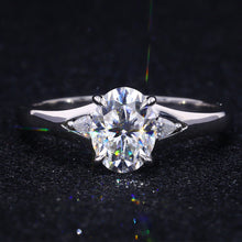 Load image into Gallery viewer, Oval Moissanite 14K White Gold Engagement Promissory Ring