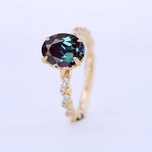 Load image into Gallery viewer, 2 Carat Oval Alexandrite Hidden Halo Rose Gold Twisted Shank Engagement Ring
