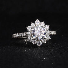 Load image into Gallery viewer, 2 Carat Round Moissanite Snowflake Halo Engagement Ring. Victorian 14K White Gold Ring