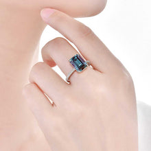 Load image into Gallery viewer, 3 Carat Giliarto Alexandrite Radiant Ice Crushed Cut Engagement Gold Ring